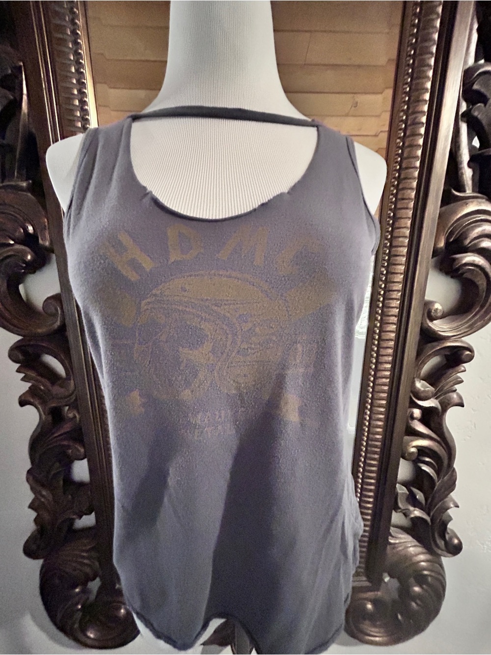 Harley-Davidson Gray Tank with Faded Gold Graphic